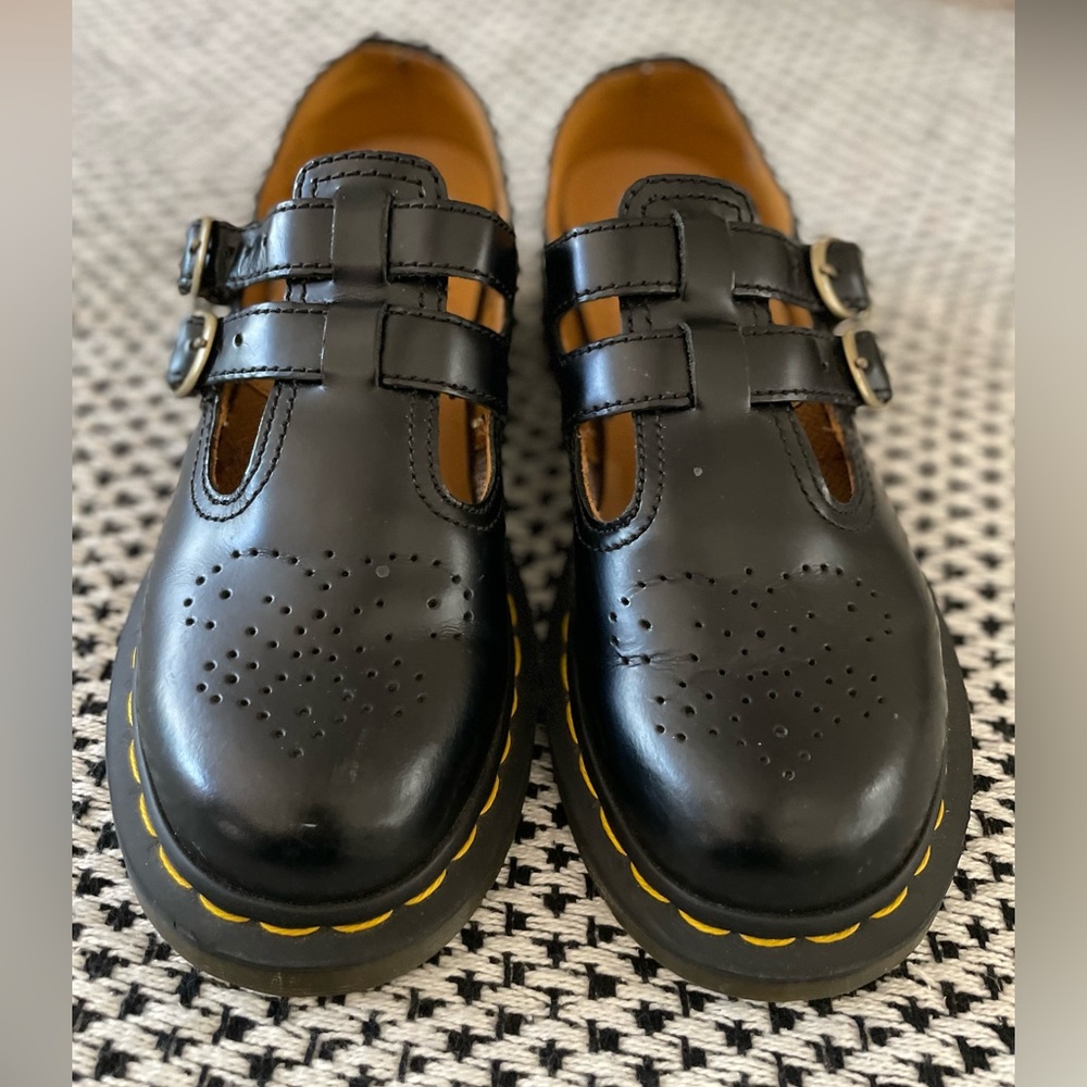 Dr Martens 8065 Mary Janes Size 7 Black Smooth Leather Double Buckle Lug Sole - Picture 4 of 12